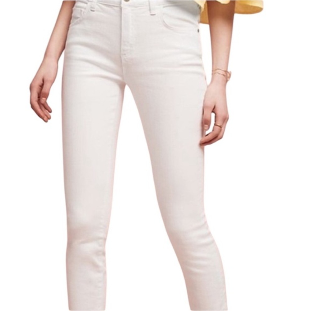 ANTHRO PILCRO LETTERPRESS HIGH RISE WHITE BOOTCUT DENIM JEAN PANTS 25